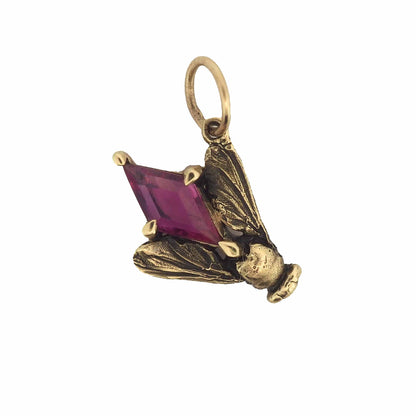 Fly charm with pink sapphire