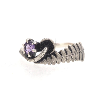 mushroom fern and gemstone ring