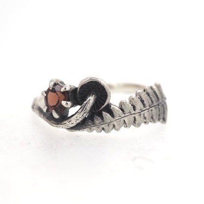 mushroom fern and gemstone ring