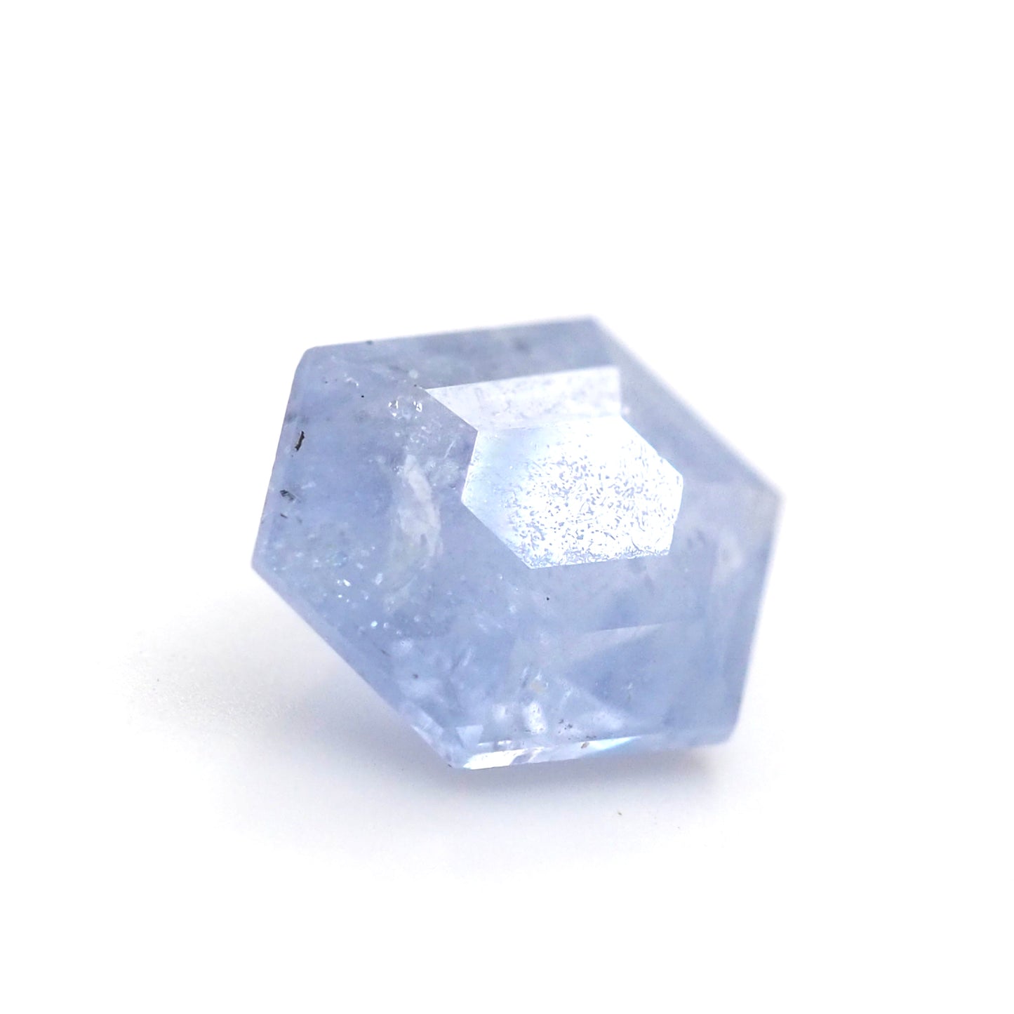 Milky blue sapphire hexagon step cut .78ct