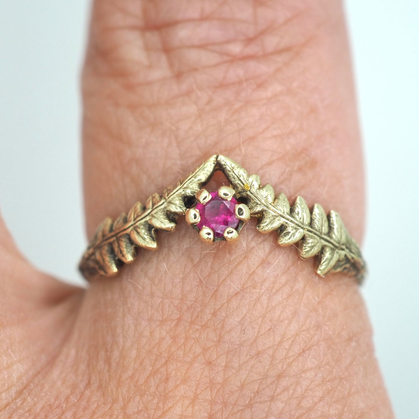 Lady Fern ring with gemstone