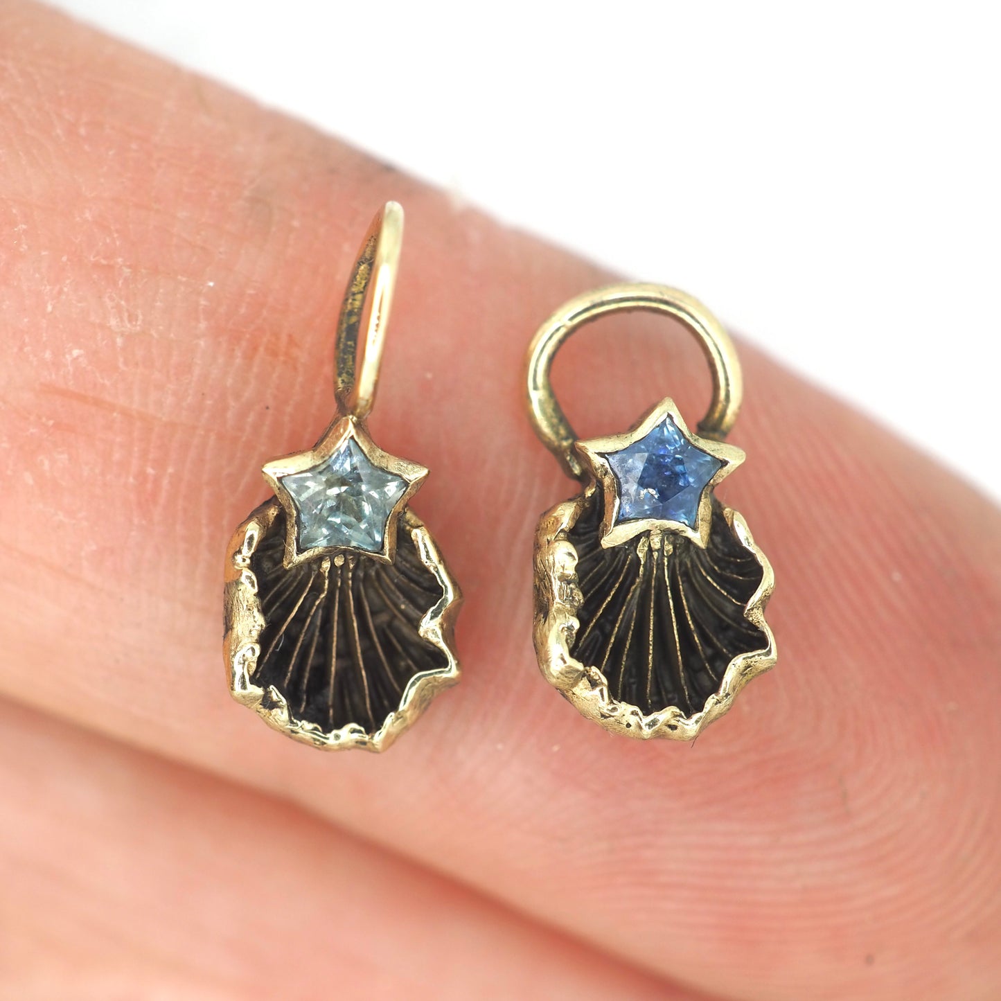 Oyster mushroom charm with Montana sapphire star
