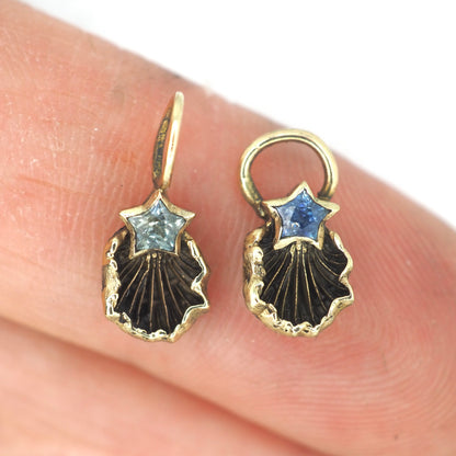 Oyster mushroom charm with Montana sapphire star