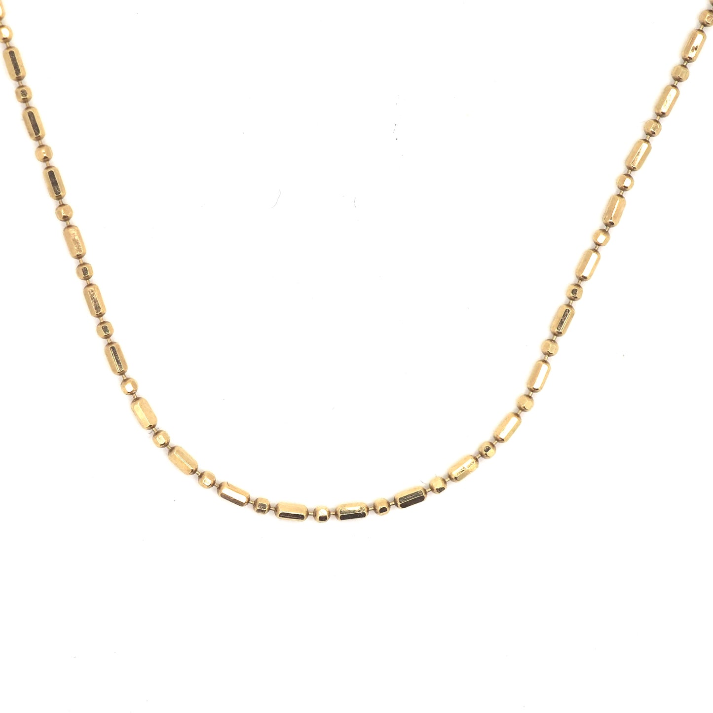 14k gold faceted bead and bar chain