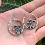 Small mushroom hoop earrings