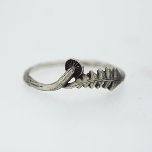 Tiny fern and mushroom ring