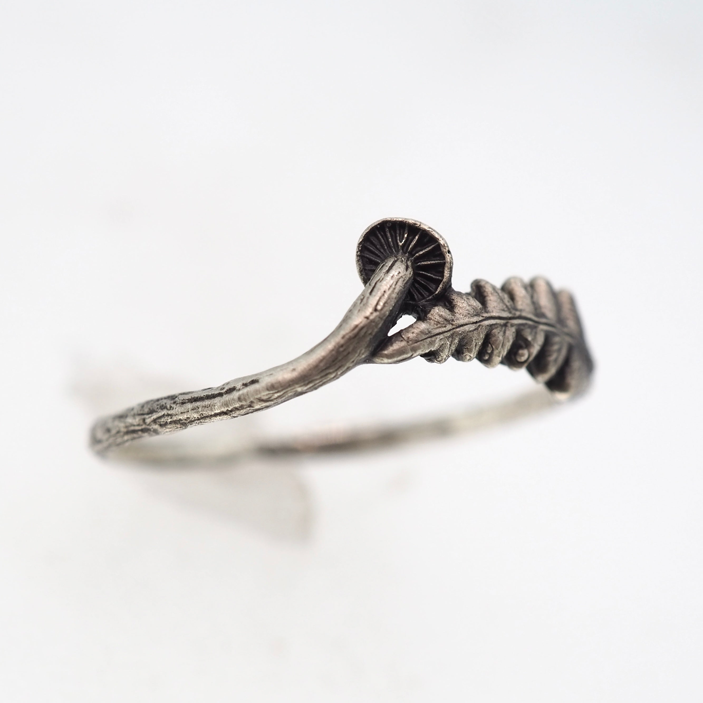 Tiny fern and mushroom ring