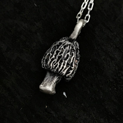 Morel mushroom necklace