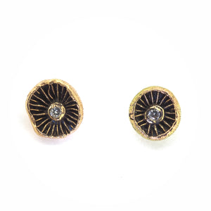 Mushroom cap earrings in gold