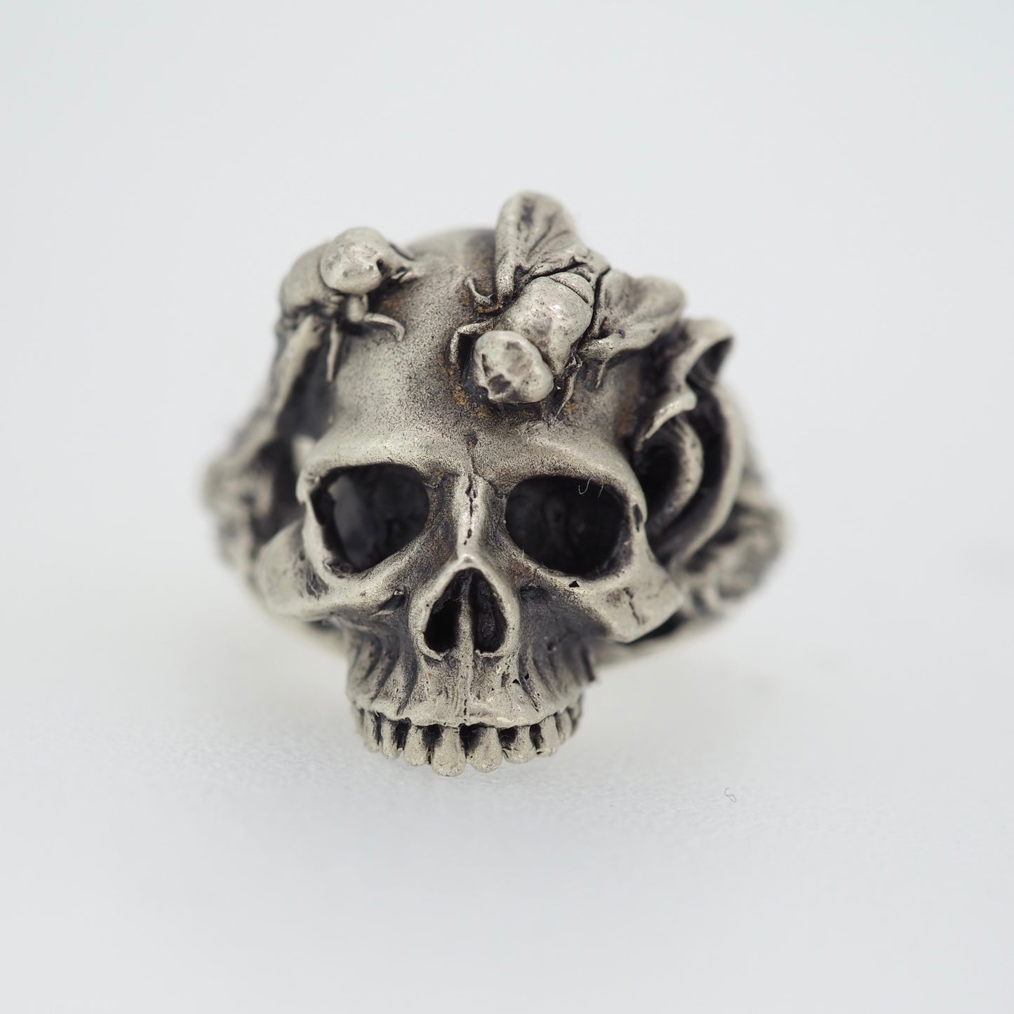 Skull with flies ring