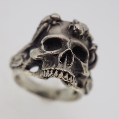Skull with flies ring