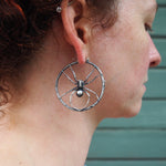 Wolf spider hoop earrings