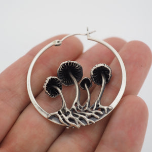 Mushroom hoop earrings