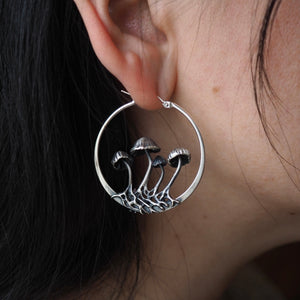 Mushroom hoop earrings